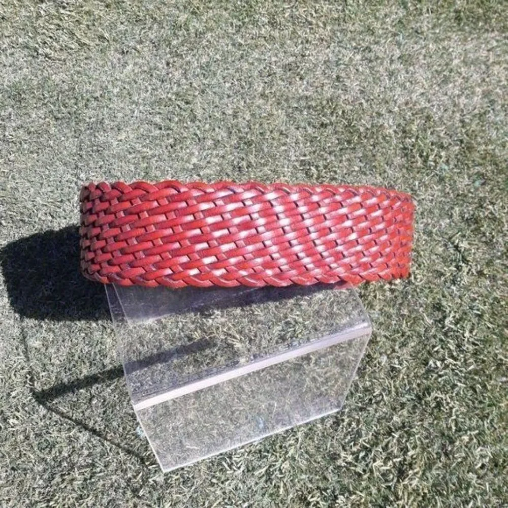 Vtg Nordstrom's Boho Western Braided‎ Leather Basket Weaved 2.5